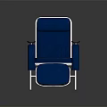 Recliner Chair with Blue Upholstery White Metal Frame Armrests and Footrest