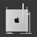 Modern Apple Desktop Setup With Silver Tower Monitor Keyboard And Mouse