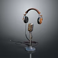 Vintage Style Microphone And Headphones As Daily Living Essentials With Classic Design