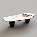 Minimalist Modern Coffee Table Featuring Irregular White Marble Top And Black Legs 3d model