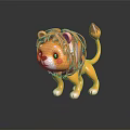 Cute Cartoon Lion Toy With Orange Mane And Pink Cheeks On Black Background