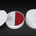 Shiseido White Round Cosmetic Boxes Featuring Flower Design Open Case And Red Section