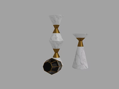 Elegant Marble Gold Geometric Decorative Ornament Combination With Conical Spherical Designs 3d model