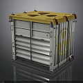 Radioactive Metal Container With Yellow Top Radiation Symbol And Grilled Sides