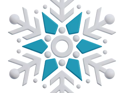 Blue And White Snowflake Shaped Decorative Ornament Set With Geometric Design 3d model