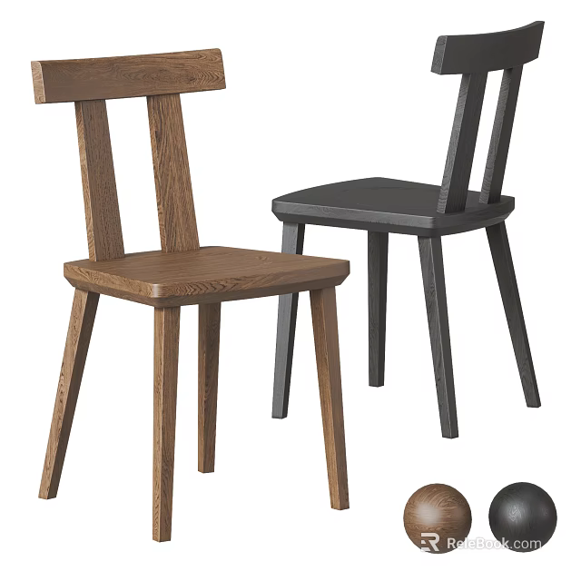 Modern Wooden Dining Chairs In Brown And Black Colors For Stylish Home Decor 3d model 