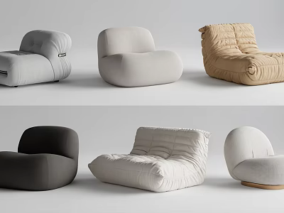 Modern Bean Bag Chair Collection Featuring Multiple Colors Various Styles Comfortable Design And Wooden Base 3d model