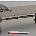 Stylish Upholstered Ottoman Bench With Linen Fabric Wooden Turned Legs And Decorative Nail Trim