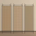 Modern Three Panel Room Dividers With Woven Textured Panels And Black Frames
