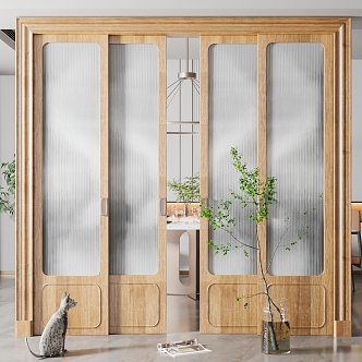 New Chinese-style sliding door 3d model