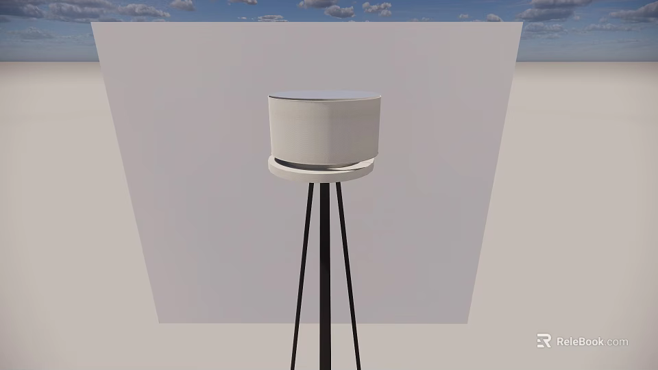 Modern Minimalist Floor Lamp With White Circular Shade And Black Tripod Base For Home Decor 3d model 