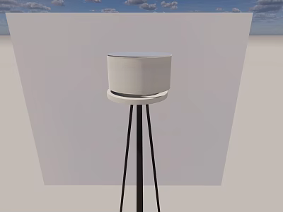 Modern Minimalist Floor Lamp With White Circular Shade And Black Tripod Base For Home Decor 3d model
