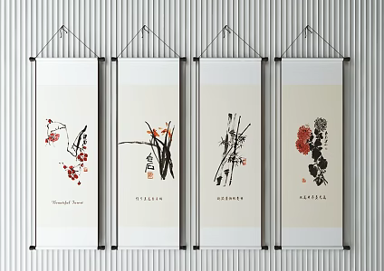 New Chinese Plant Painting Decorative Painting 3d model