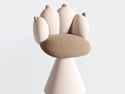 Unique Claw Shaped Single Chair With Beige Frame And Brown Fabric Seat 3d model