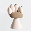 Unique Claw Shaped Single Chair With Beige Frame And Brown Fabric Seat