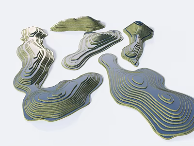 Decorative Micro Terrain Models With Layered Wavy Texture And 3D Design 3d model