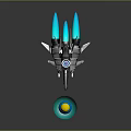 Futuristic Spaceship with Glowing Orbs Disco Ball Metallic Structure and Blue Light Effects