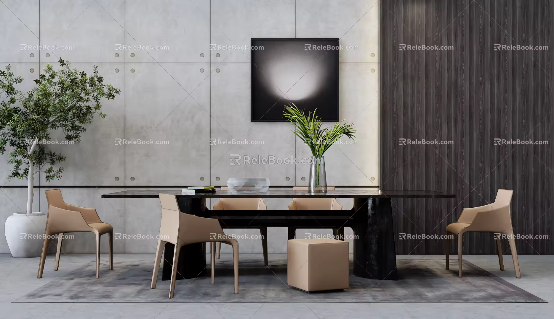Modern Dining Table and Chair Combination Simple Dining Table and Chair Combination 3d model