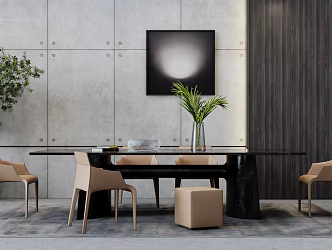 Modern Dining Table and Chair Combination Simple Dining Table and Chair Combination 3d model