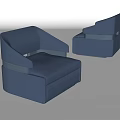 Two Modern Blue Single Sofas With Wide Armrests And Black Trim Design Details 3d model