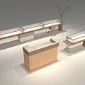 Elegant Modern Jewelry Store Interior With Glass Display Counters And Green Plants