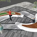 Modern Tree Pit Landscape Design With Marble Pavement Greenery And People