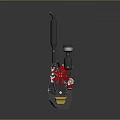 Small Construction Road Roller With Black Body Red Components And Yellow Base