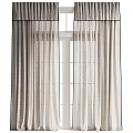 Modern Sheer Curtains With Striped Design And Valance For Window Decor 3d model