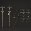 Comprehensive Display Of Utility Poles With Electrical Components And Structural Parts Diagram