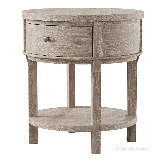 Modern Wooden Bedside Table With Drawer Shelf And Tapered Legs 3d model 
