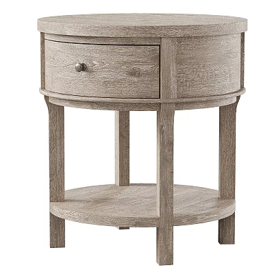 Modern Wooden Bedside Table With Drawer Shelf And Tapered Legs 3d model