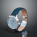 Elegant Fashion Watch With Blue Leather Strap And Silver Dial Design