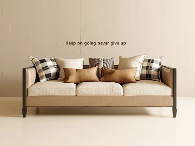 American Retro Three-Seat Sofa 3d model