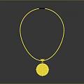 Yellow Fashion Necklace With Round Decorative Pendant And Smooth Chain Design