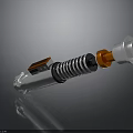 3D Rendered Mechanical Component With Silver Orange Black Coiled Spring Structure