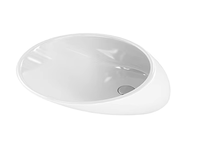 White Oval Modern Ceramic Washbasin With Smooth Surface And Minimalist Design 3d model