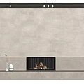 Modern Gray Fireplace Design With Flames White Decor And Mantel Interior 3d model