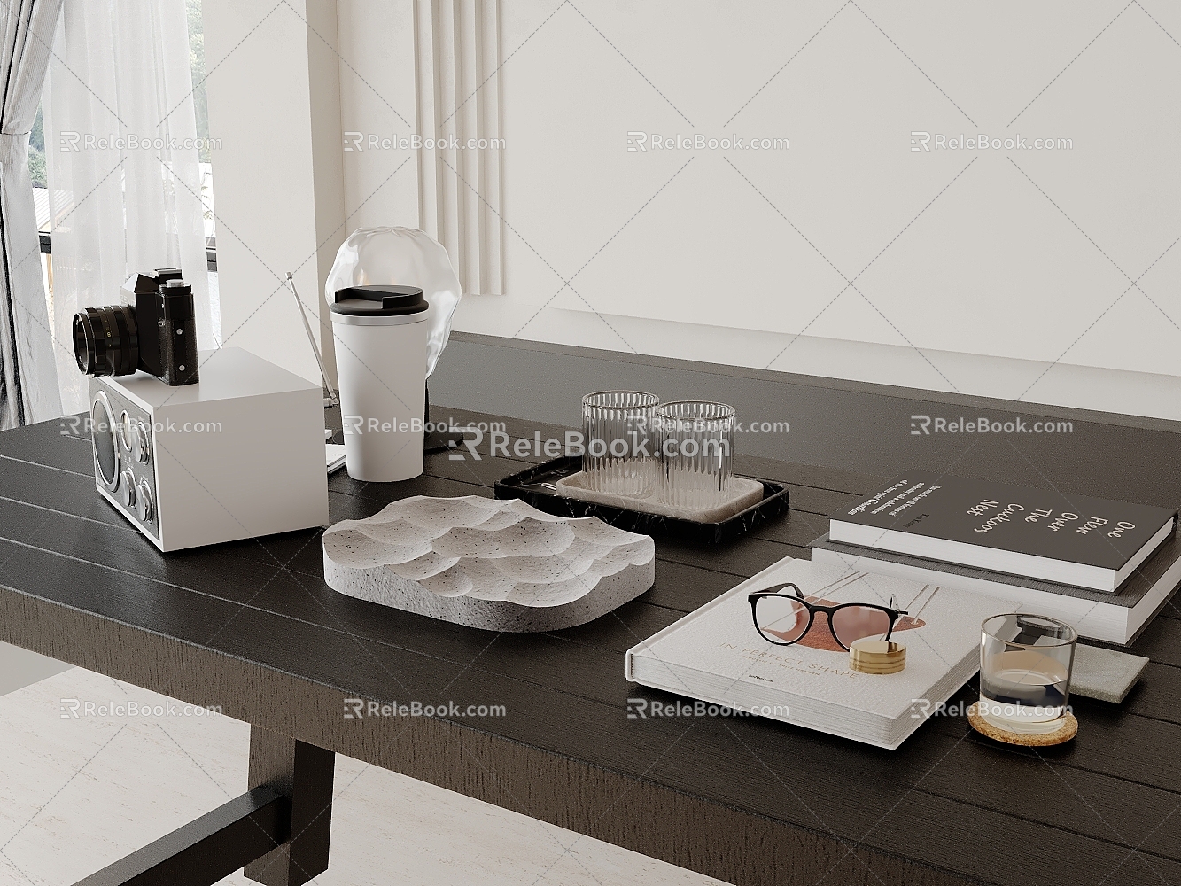 Modern Table Ornaments Book Radio Camera Lamp 3d model