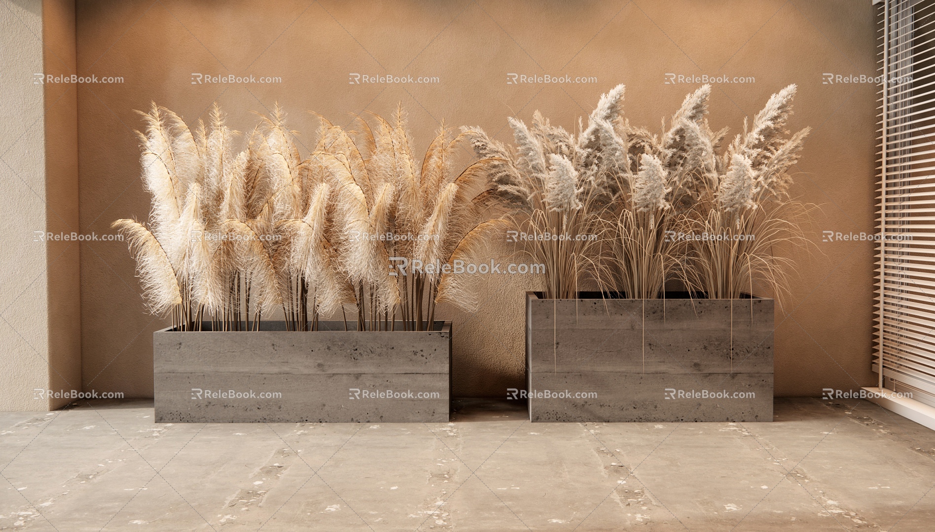 Modern Reed Dried Flowers Dried Flowers Ornaments Wheat Ears Flowers and Grasses Flower Box 3d model