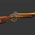 Vintage Gun With Wooden Stock And Orange Brown Metal Components