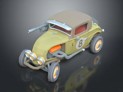 Vintage Styled Functional Vehicle With Modified Design And Number Eight 3d model
