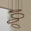 Modern Circular Pendant Lights With Soft Glow In Interior By Window Blinds 3d model