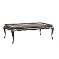 Classic Tea Table With Carved Legs And Ornate Gold Accent Tabletop Design
