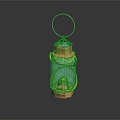 Green Crystal Decorative Pendant With Copper Ornamental Accents And Ring Top
