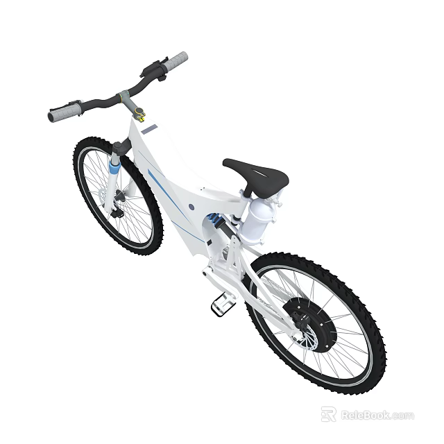 White Modern Bicycle Featuring Black Seat And Spoked Wheels 3d model 