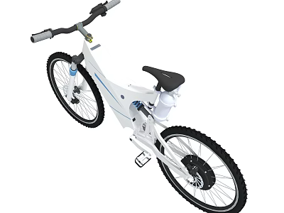 White Modern Bicycle Featuring Black Seat And Spoked Wheels 3d model