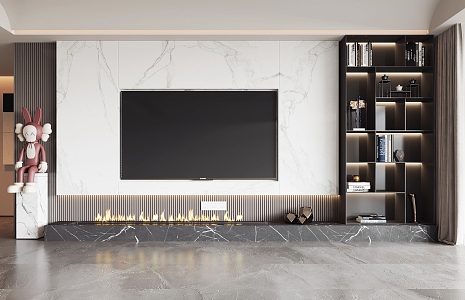 Modern TV background wall 3d model