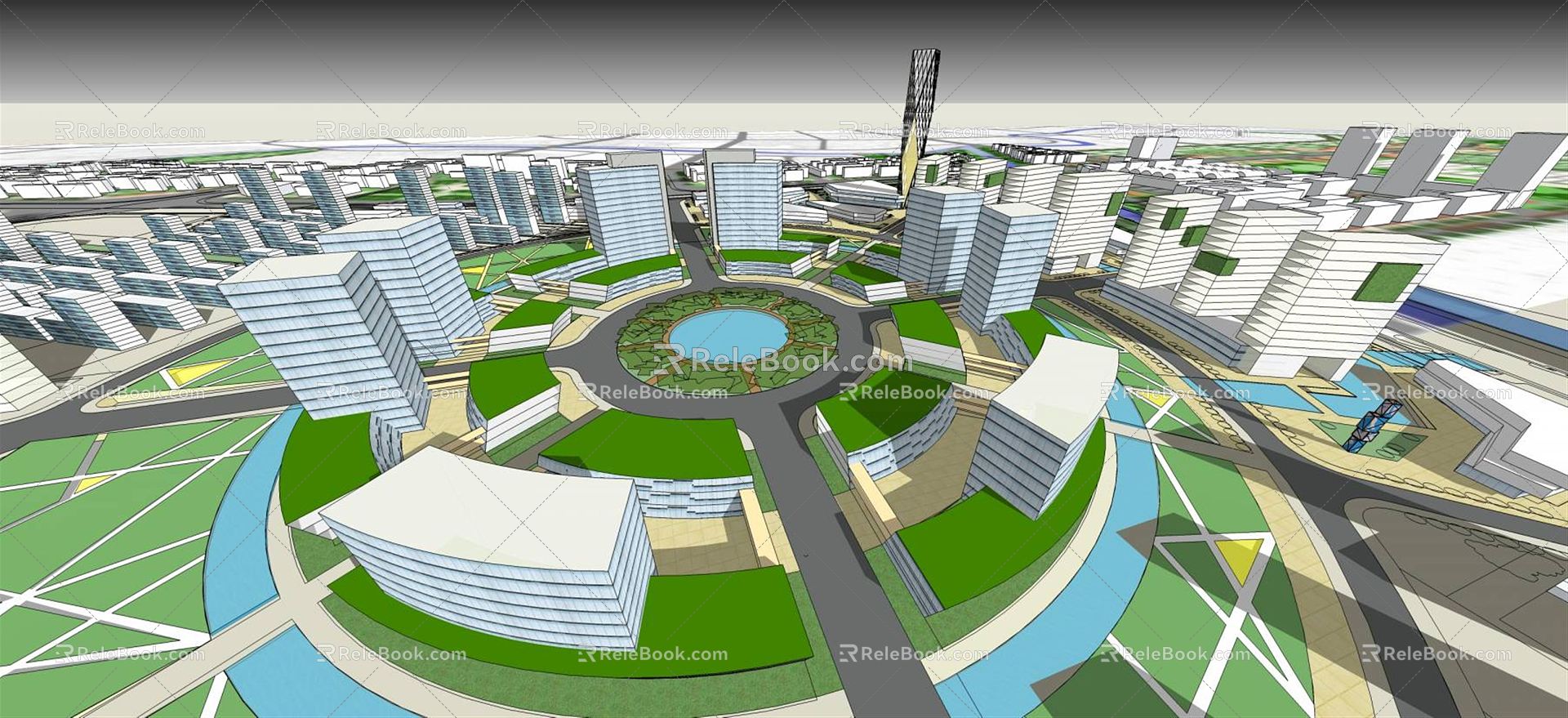 Modern Aerial View Urban Planning 3d model