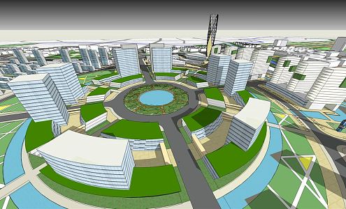 Modern Aerial View Urban Planning 3d model