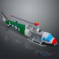 Green And White Helicopter Model With Red Accents Rotor And Cockpit Design